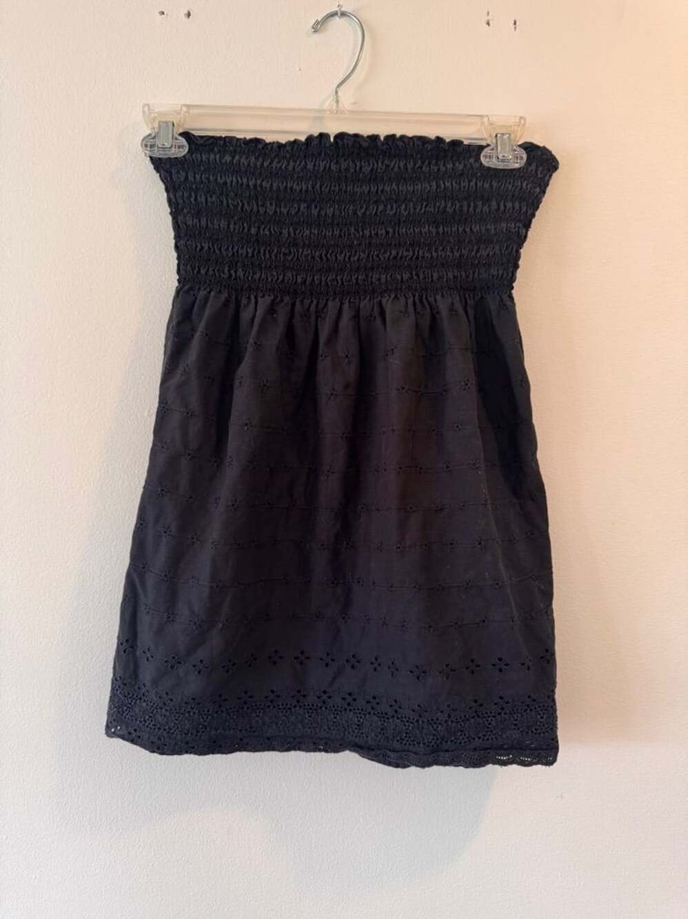 Y2K Juicy Couture Black Eyelet Smocked Tube Top